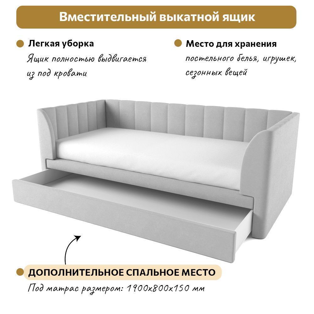 Кровать Мягкая Мишель Серая 3