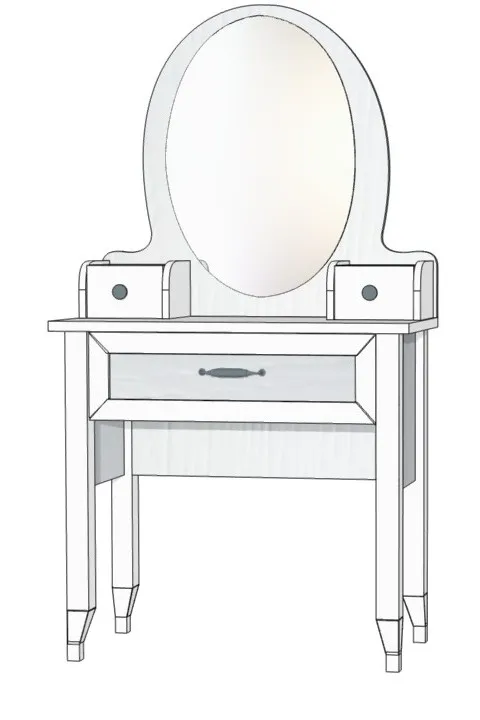 столик туалетный с зерклом "Классика" в белом цвете 