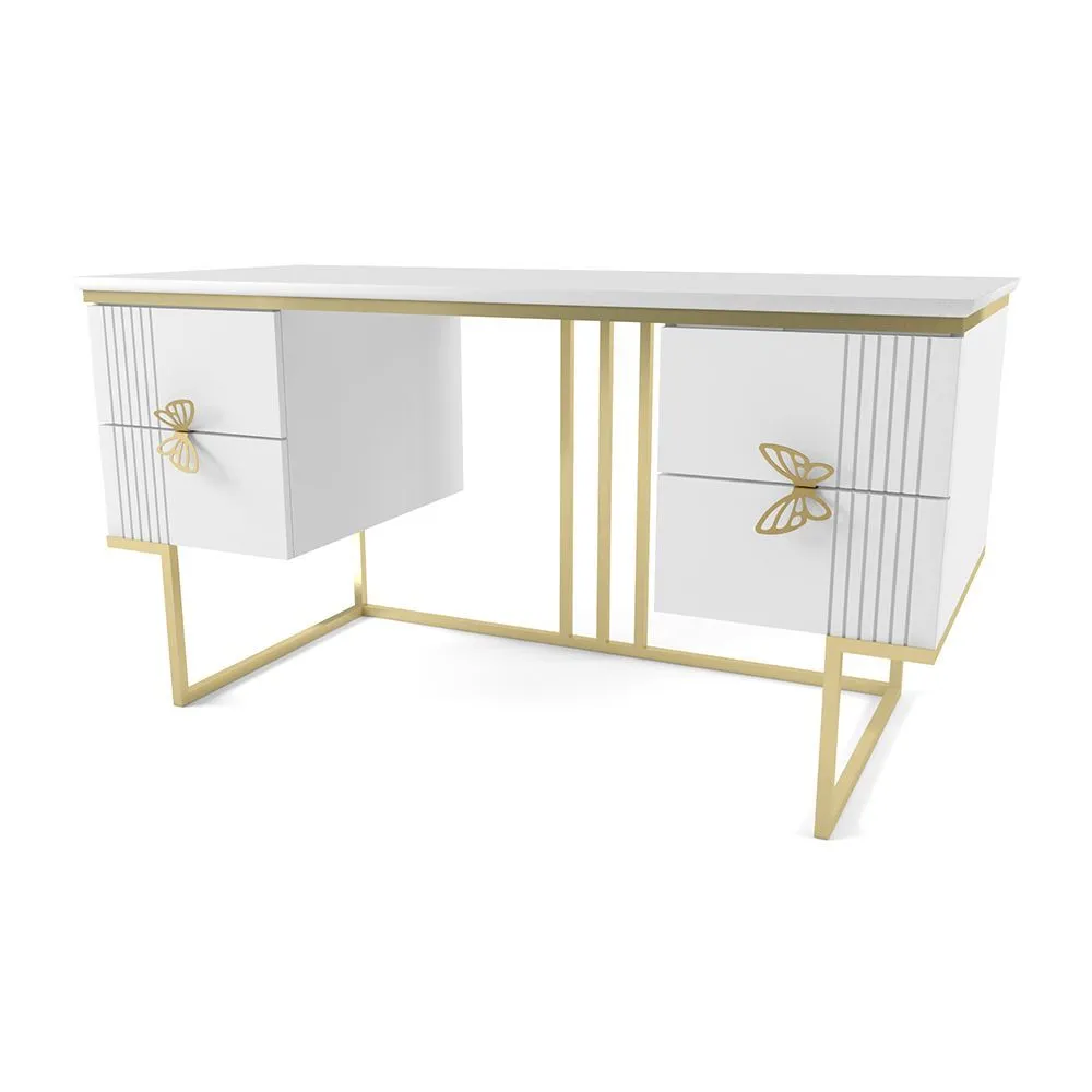 Стол 2-х тумбовый Мишель Белый Золото