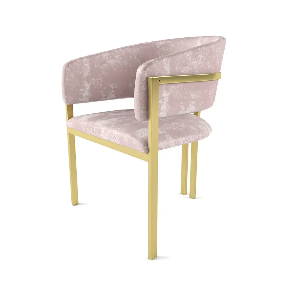 Стул «Мишель» Розовый плюш на золотых ножках