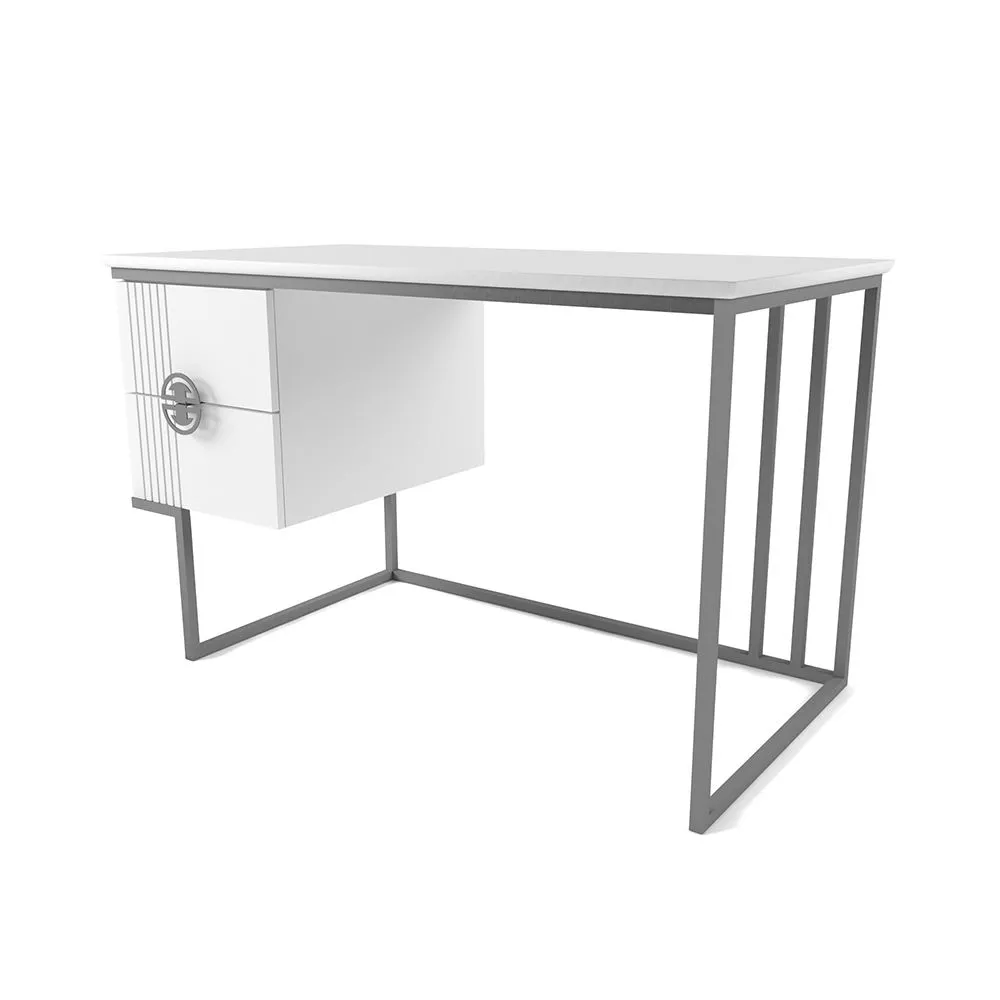 Стол с тумбой Мишель Белый Графит 1