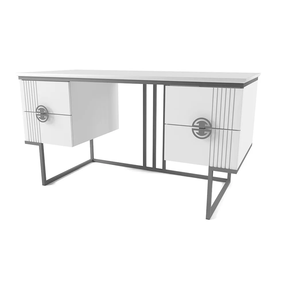 Стол 2-х тумбовый Мишель Белый Графит 1