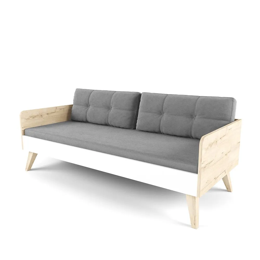 Кровать с текстилем «2+2 белый» Серый+Серый 1