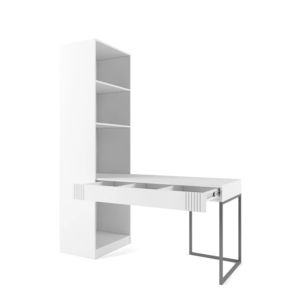 Стол со стеллажом Мишель Белый/графит 2