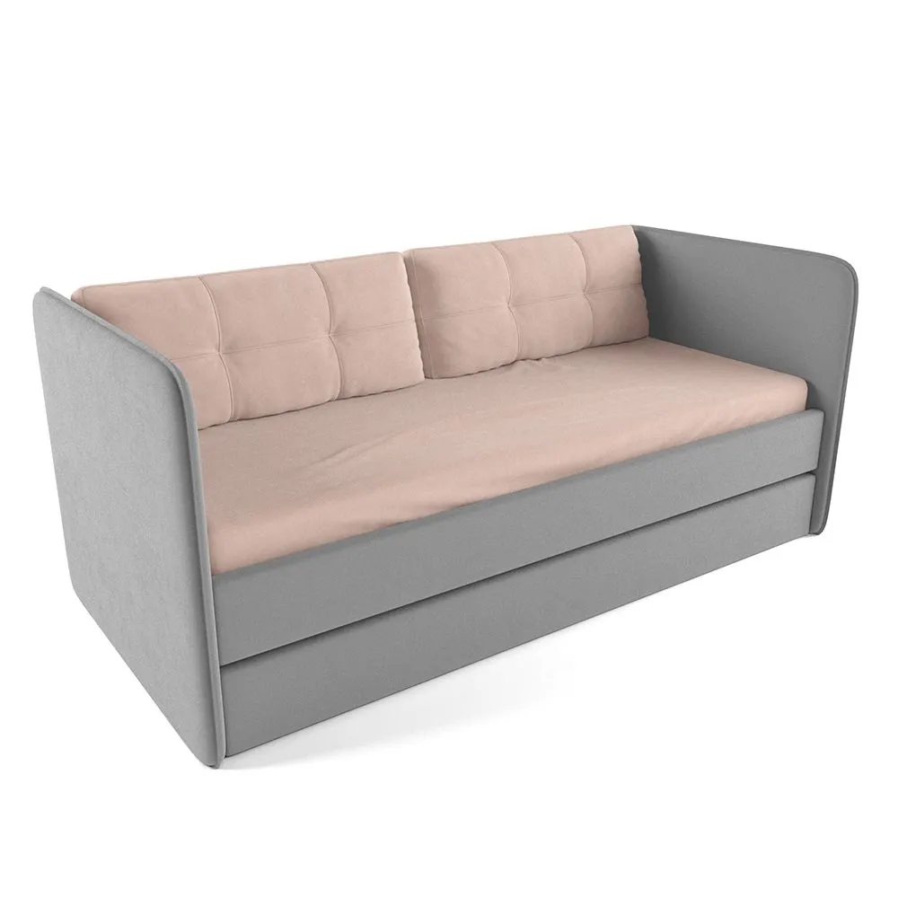 Мягкая кровать «Айрис» Серая с текстилем Галатея 