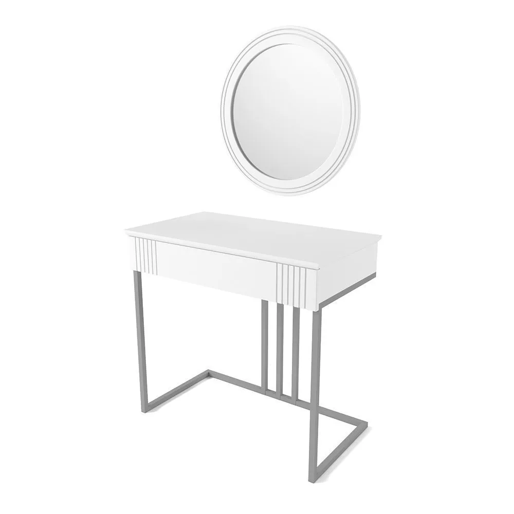Столик туалетный Мишель Белый Серый с зеркалом 1