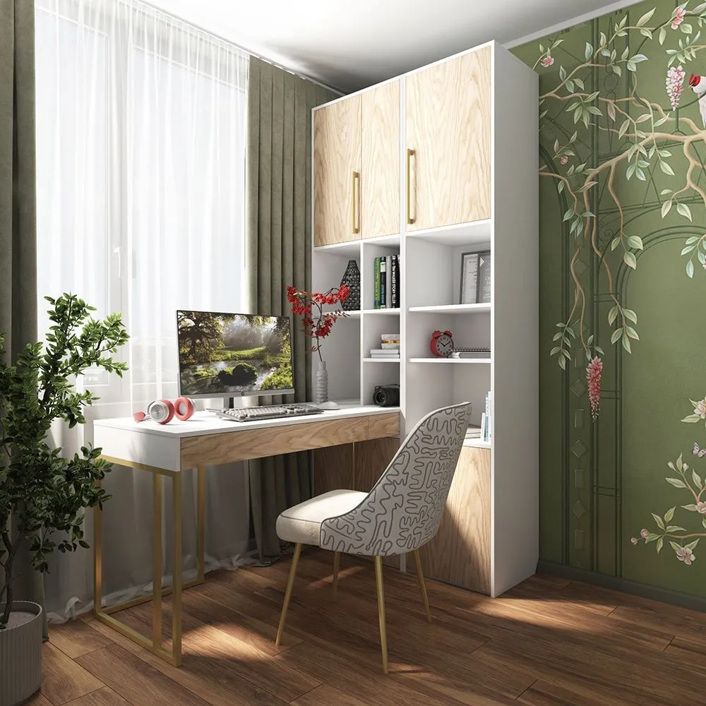 Стол со стеллажом «Тури Белый» 1