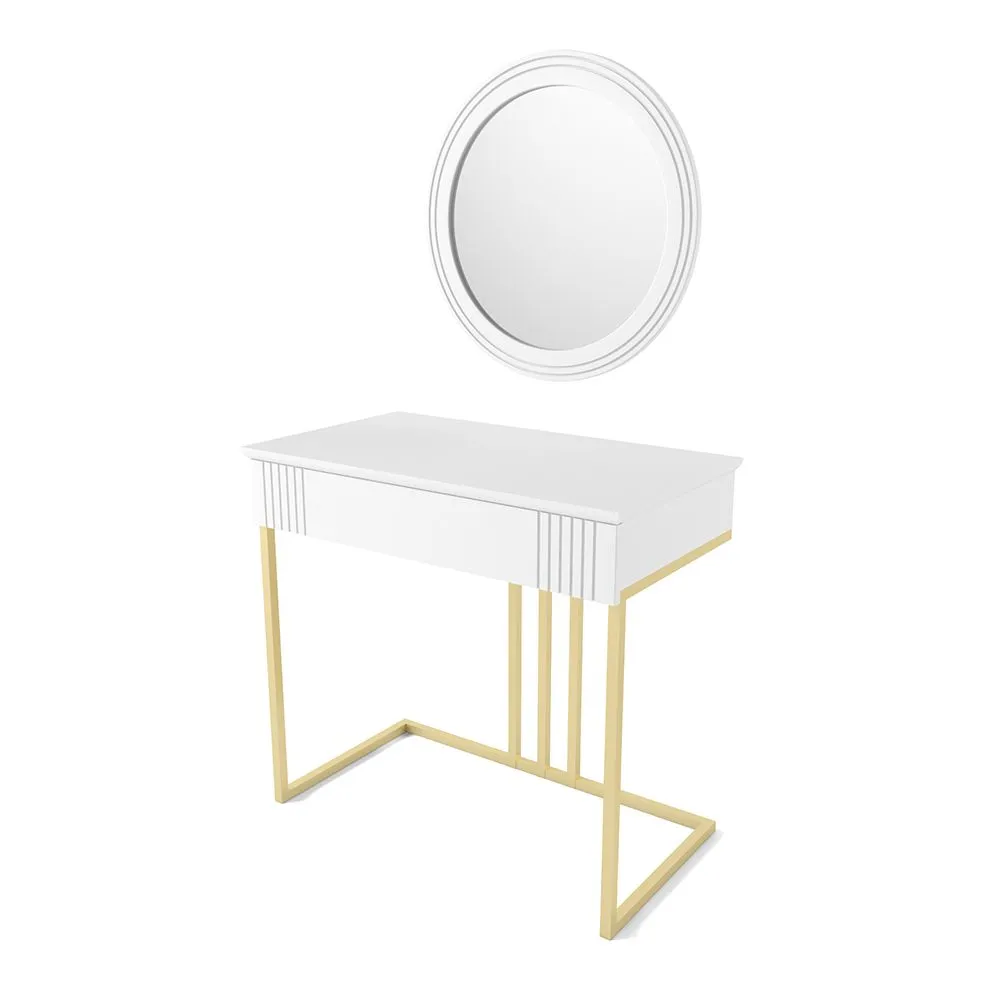Столик туалетный Мишель Белый с зеркалом