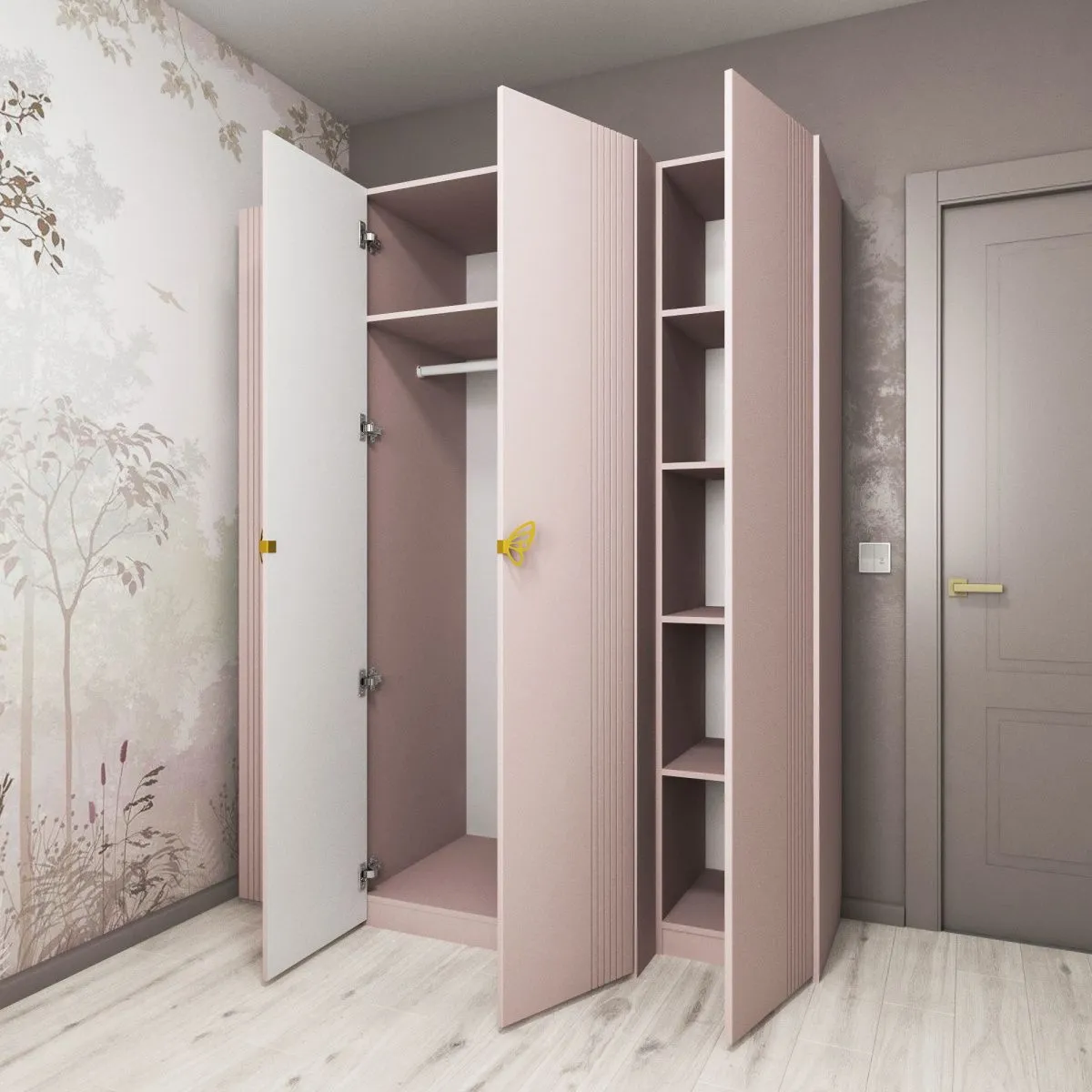 Шкафы розовые «Мишель» 3