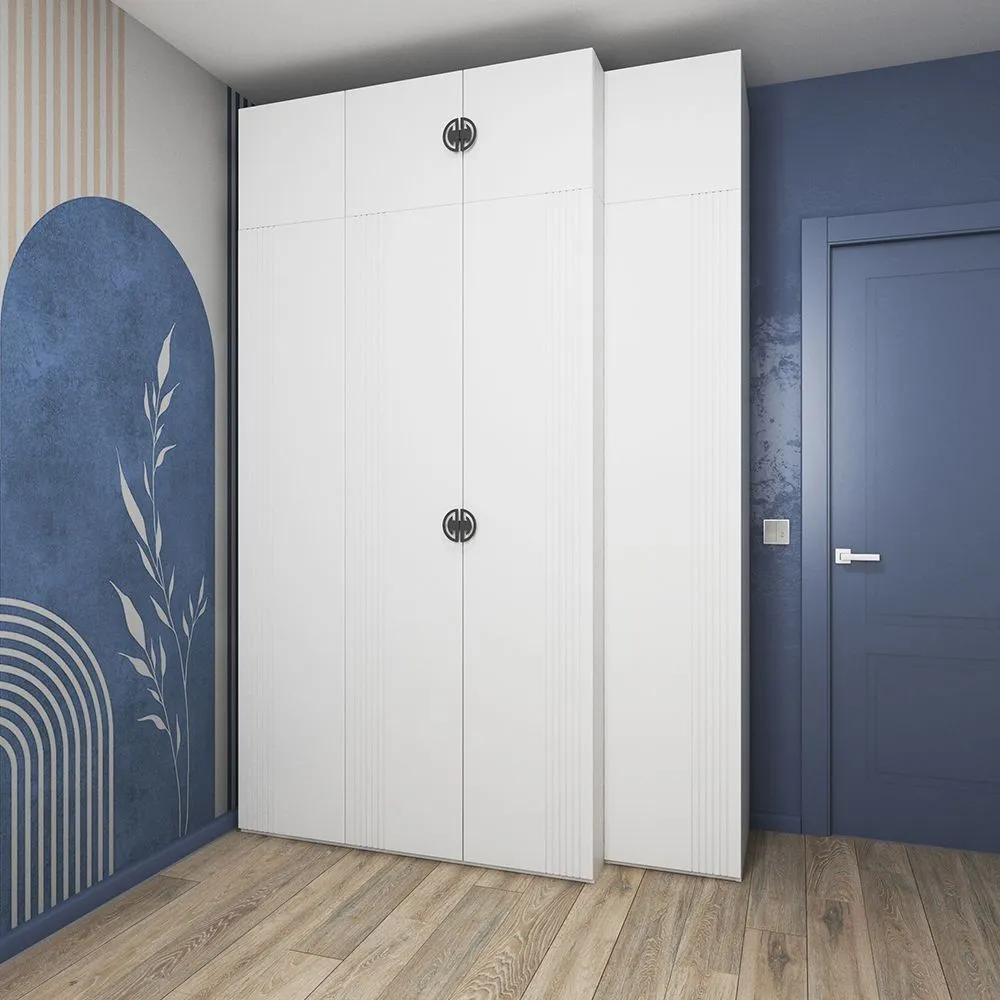 Шкафы высокие белые с антресолями 1