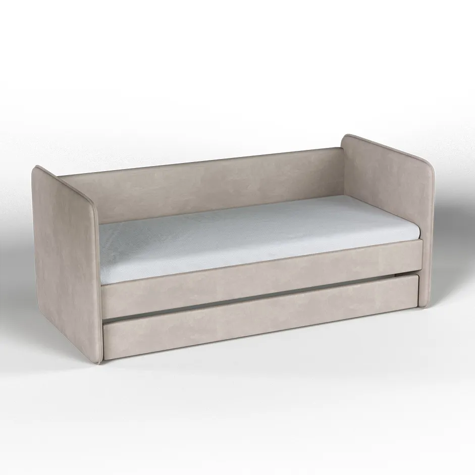 Кровать мягкая «Айрис» Беж микровелюр