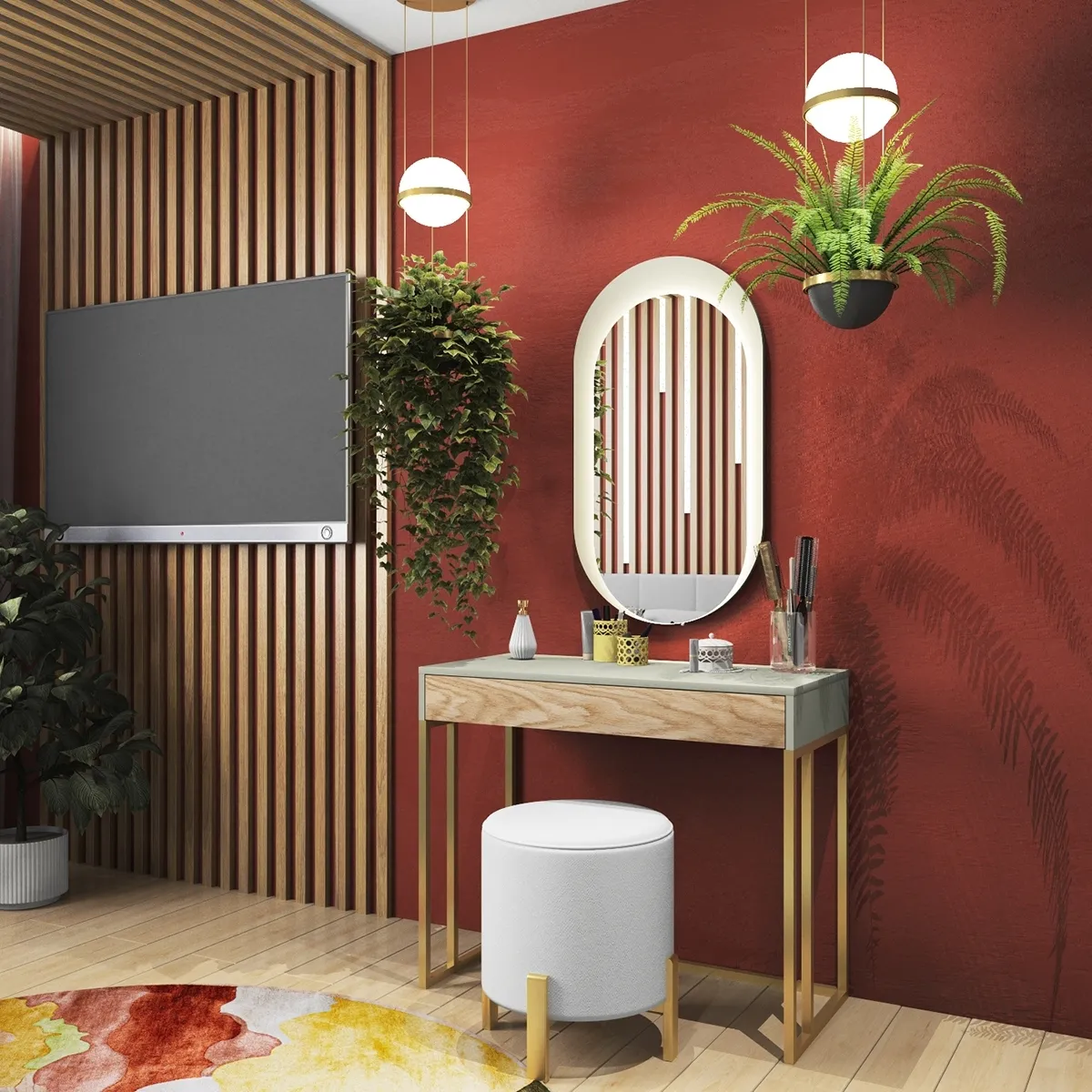 Столик туалетный с зеркалом Тури Орегано Золото