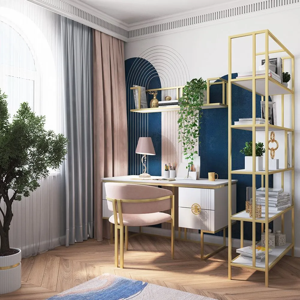 Домашний офис «Золотой Мишель Белый»