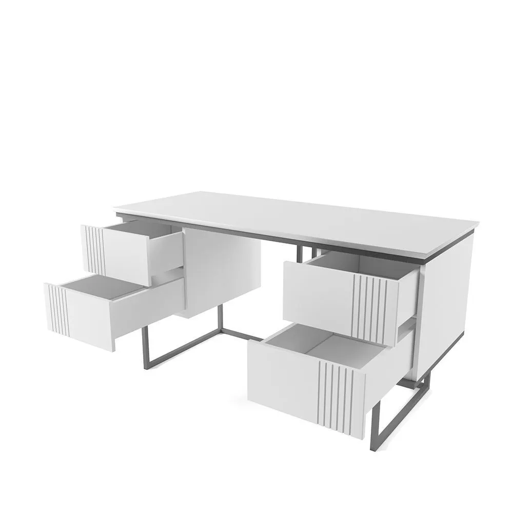 Стол 2-х тумбовый Мишель Белый Графит 2