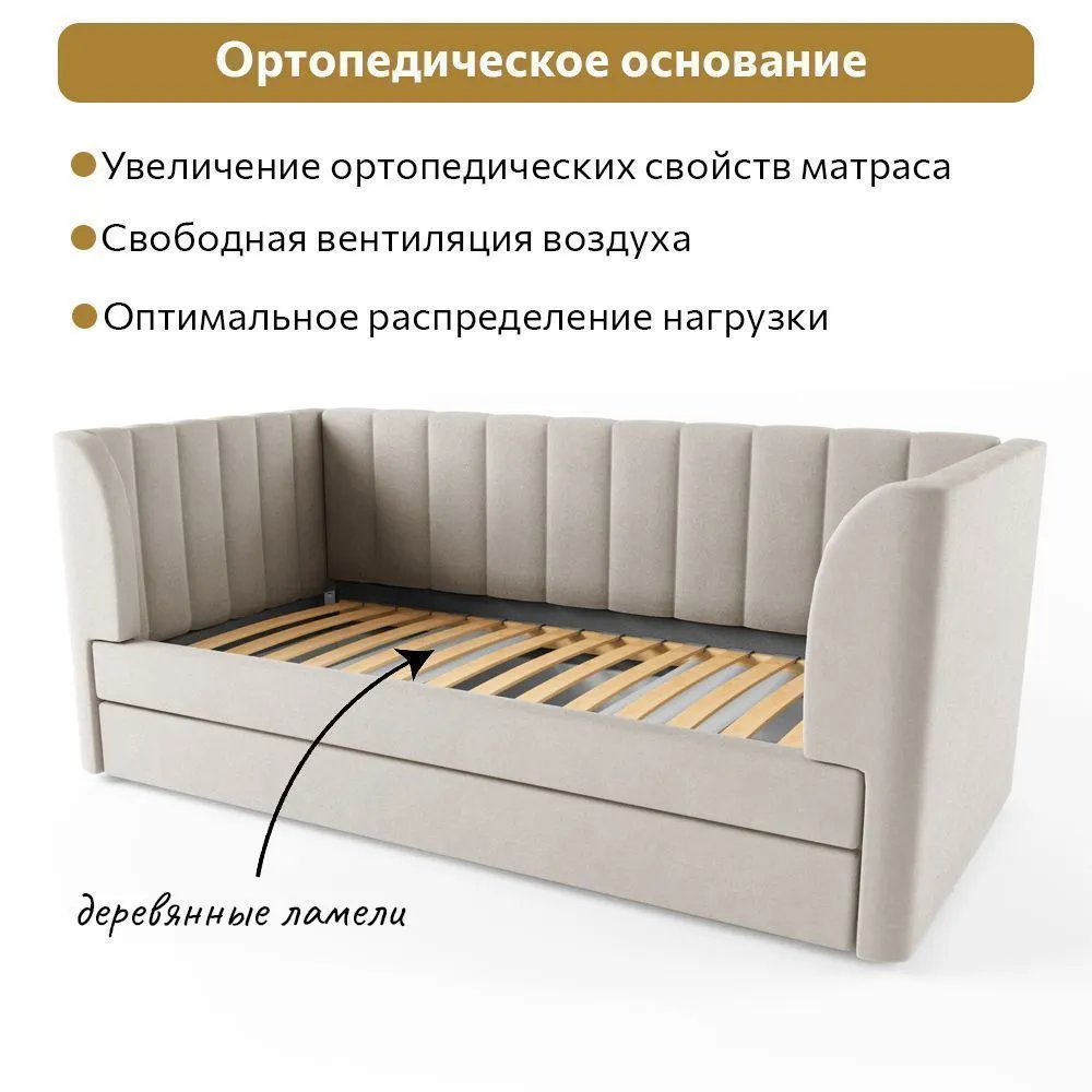 Кровать Мягкая «Мишель» Бежевая 4