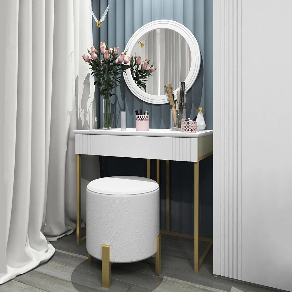 Столик туалетный Мишель Белый Золото 4