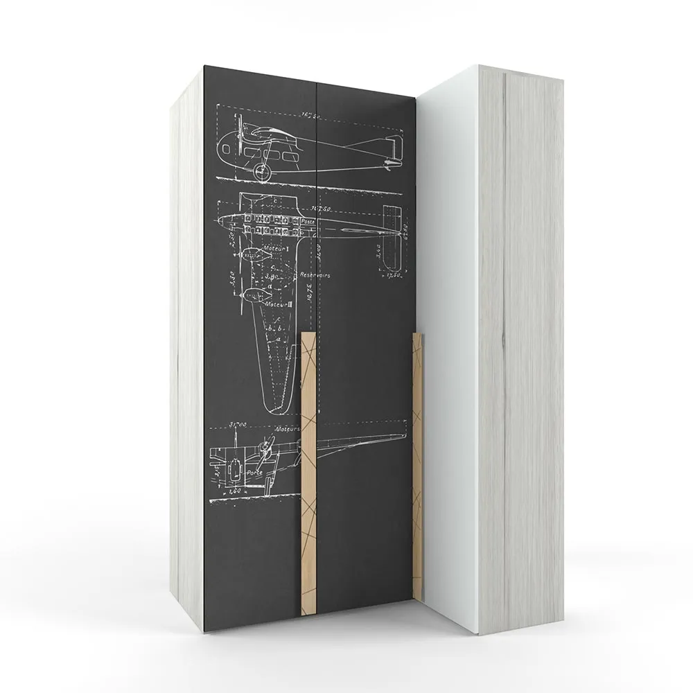 Шкаф угловой Левый «Гармошка» слева с фотопечатью «Авиатор»