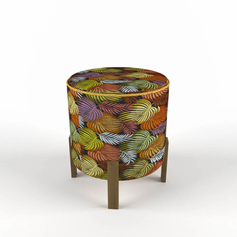 Пуф гобелен «листья», ножки орех