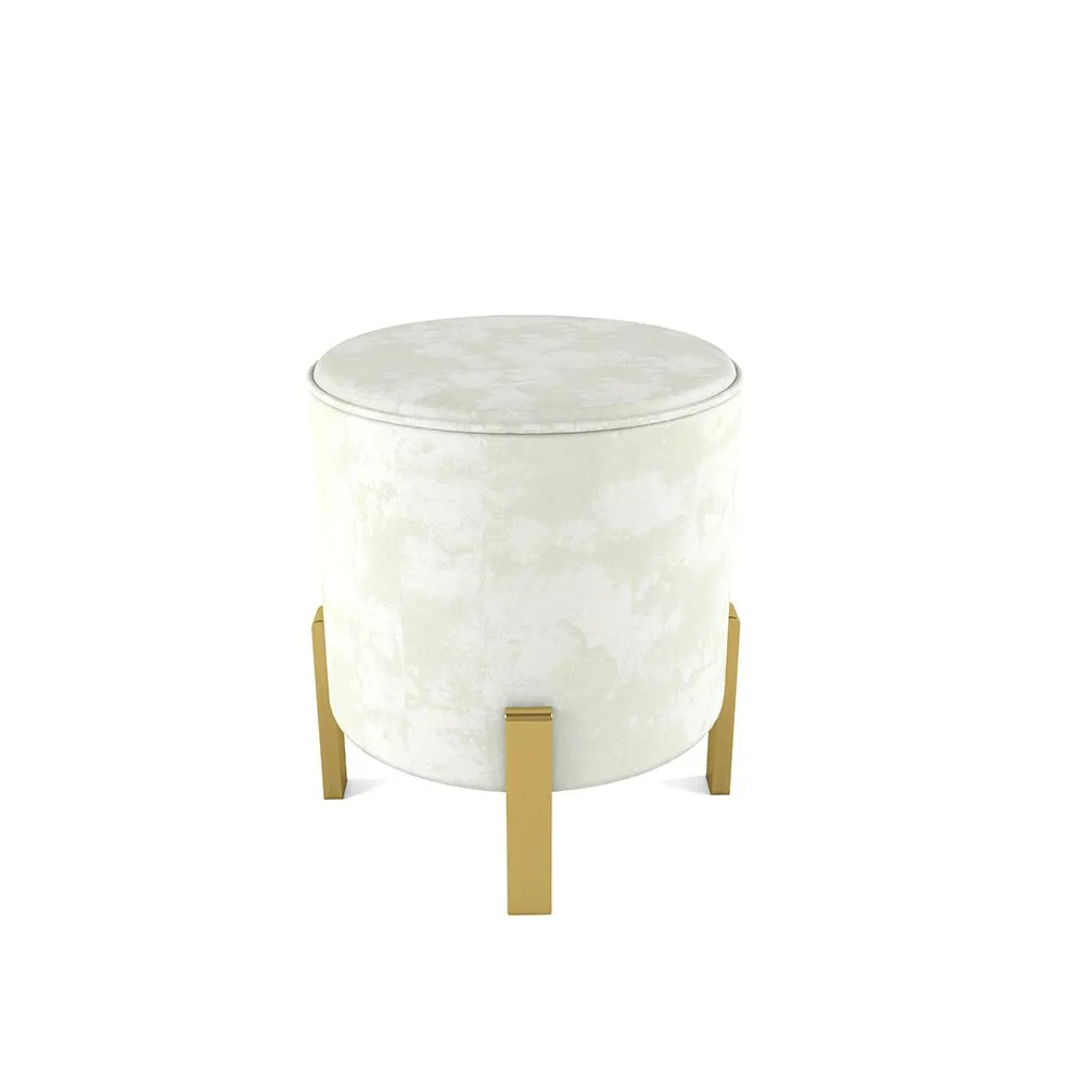Пуф плюш белый, ножки золото