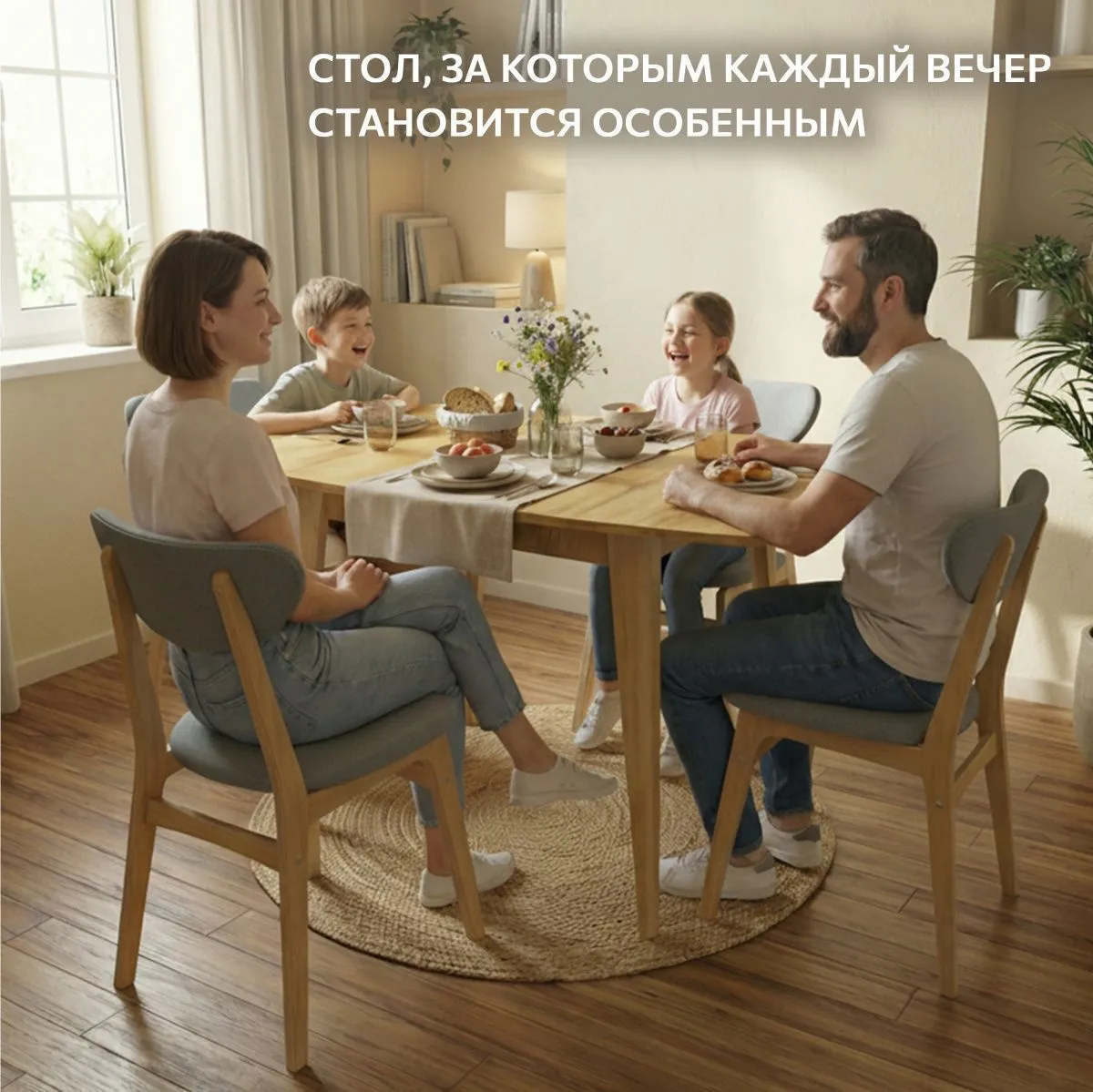 Стол кухонный раздвижной круглоугольный Дуб 5