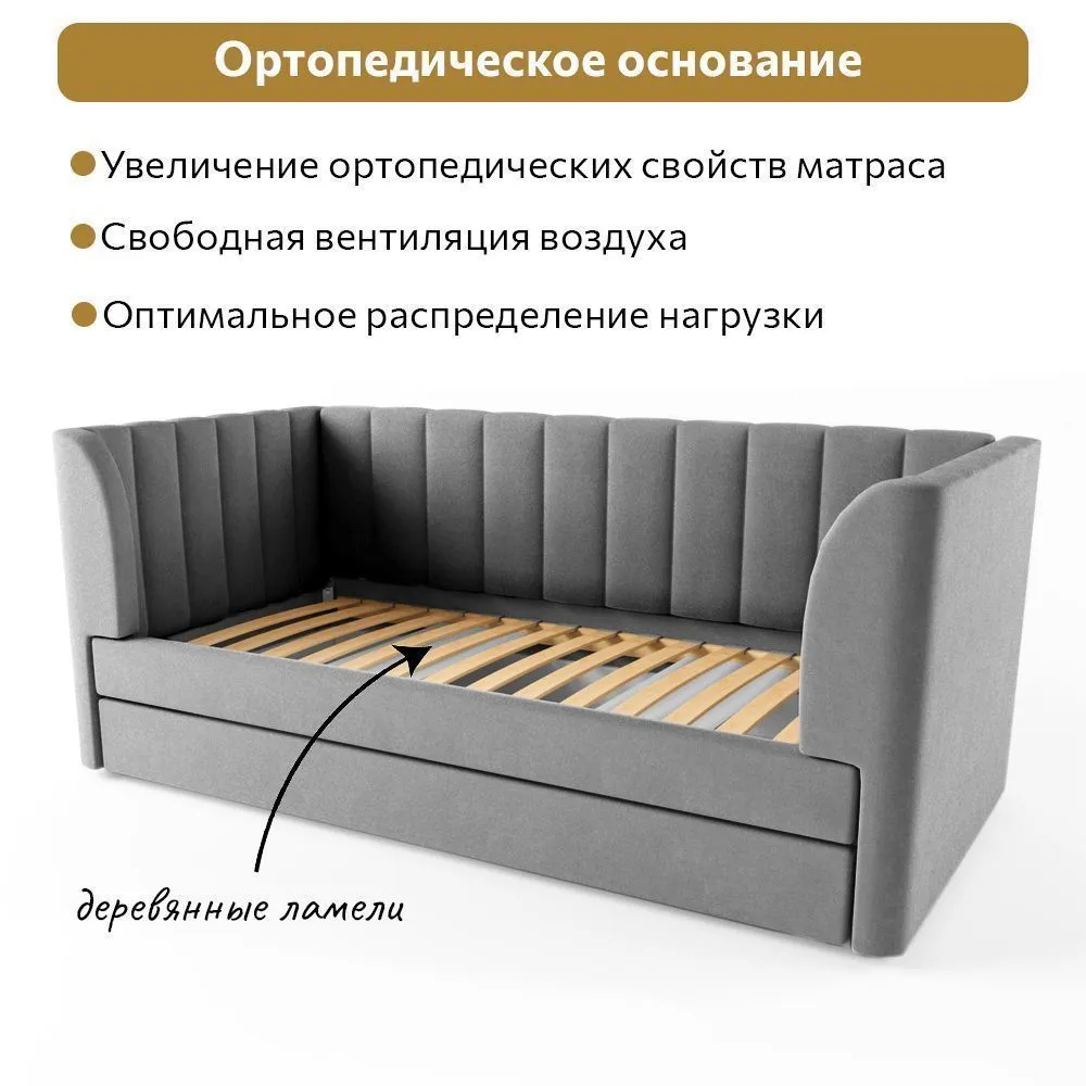 Кровать Мягкая «Мишель» серая 3