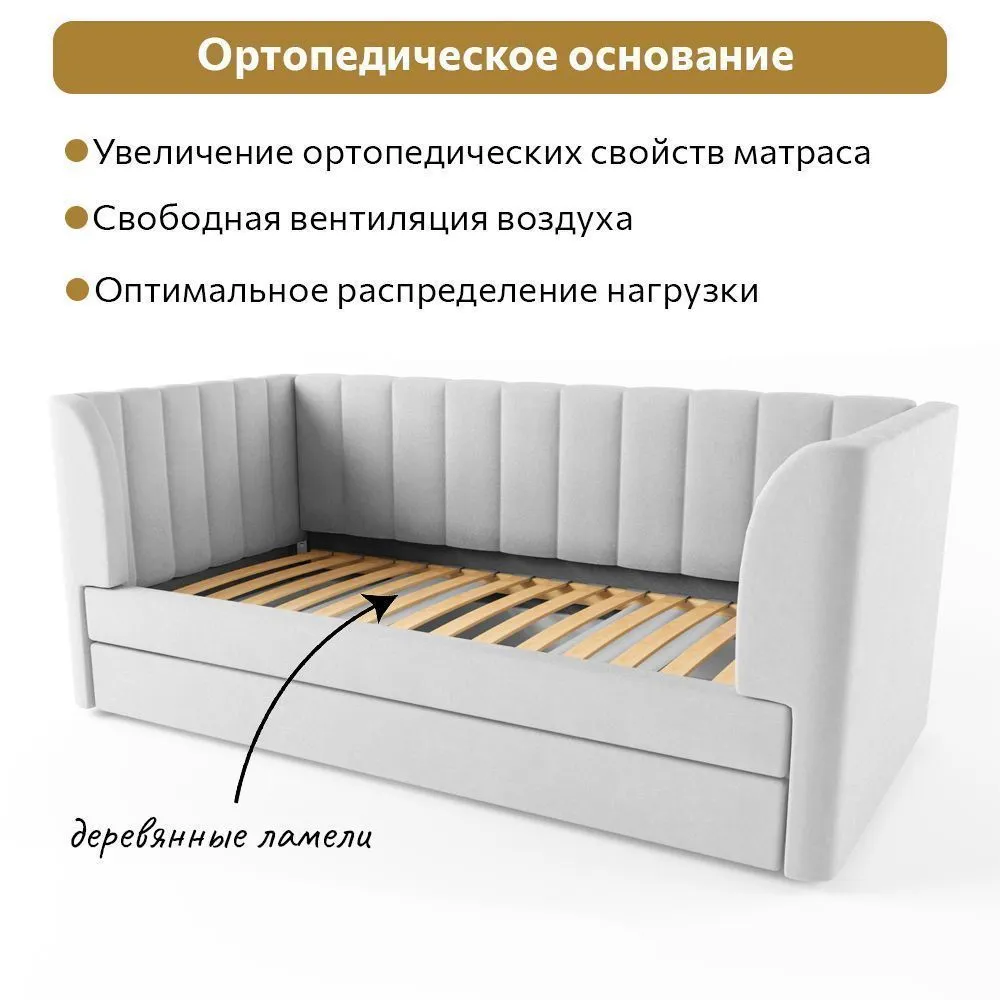 Кровать Мягкая «Мишель» Светло-серая 5
