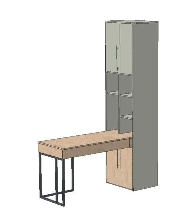 Стол со стеллажом угловой Тури по Эскизу. Цвет Орегано+Эра+Графит, размер 1600*600*2300 мм 1