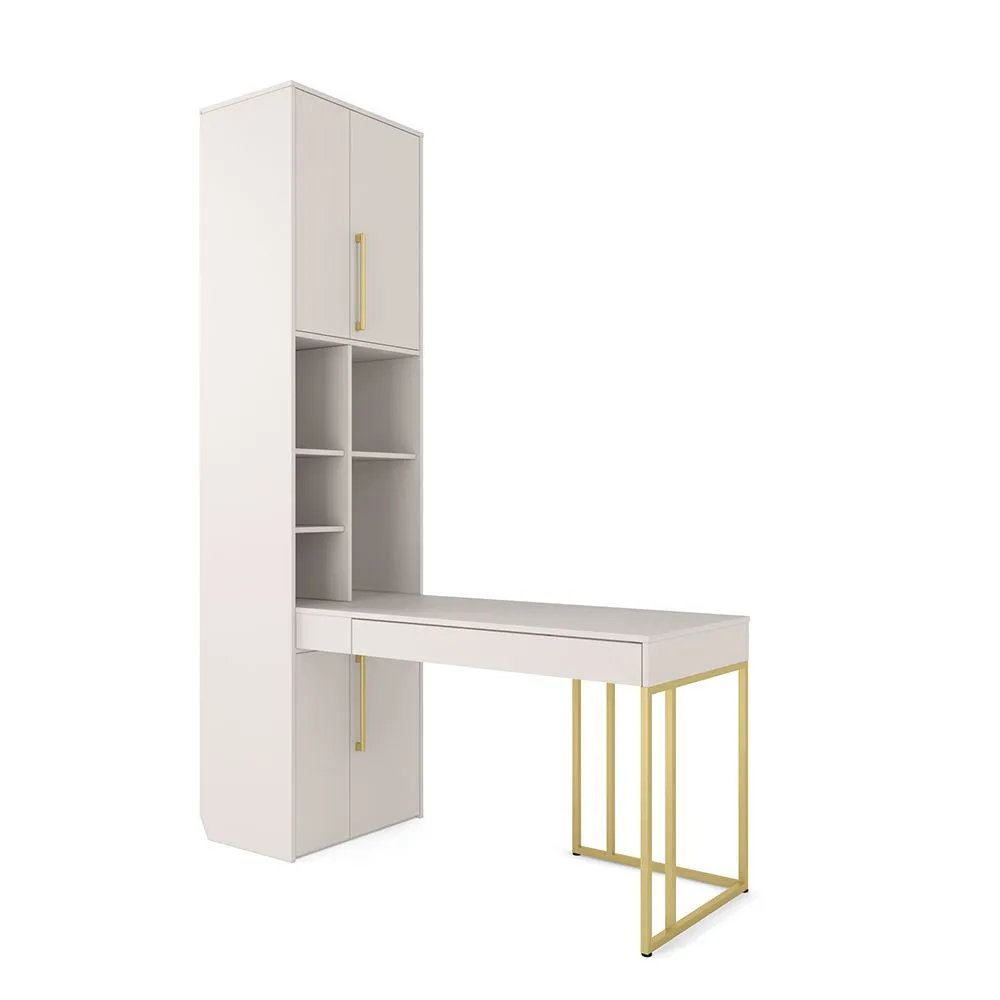 Стол со стеллажом угловой Тури Тефия Золото 1