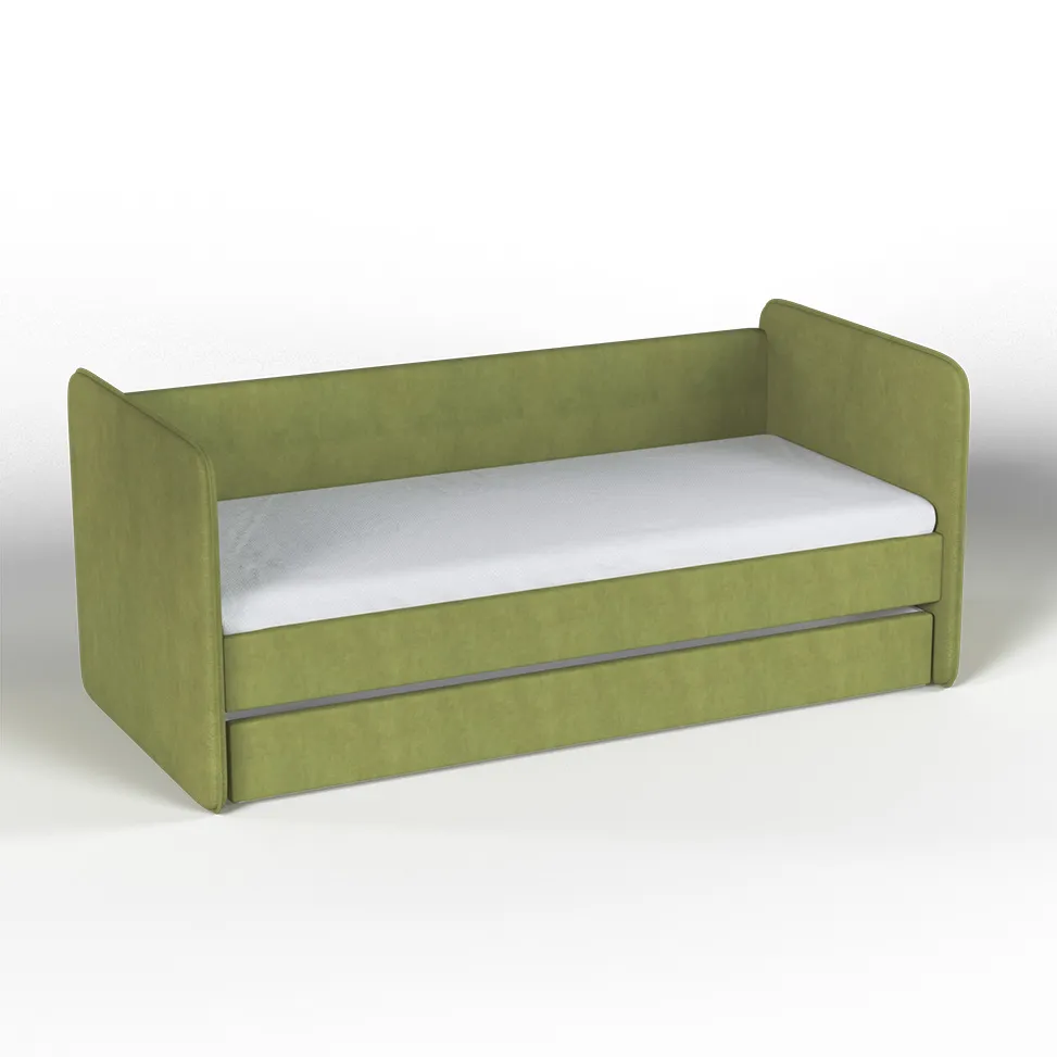 Кровать мягкая «Айрис» Олива микровелюр