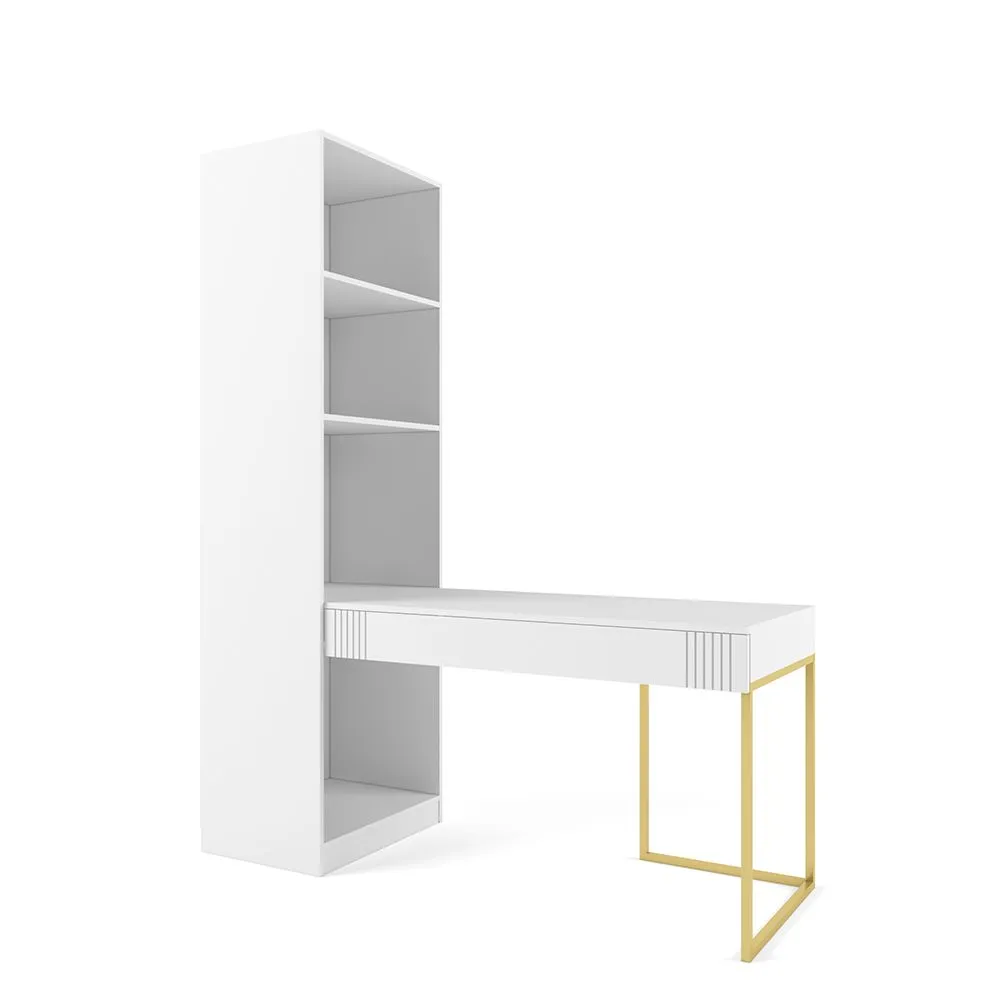 Стол со стеллажом Мишель Белый