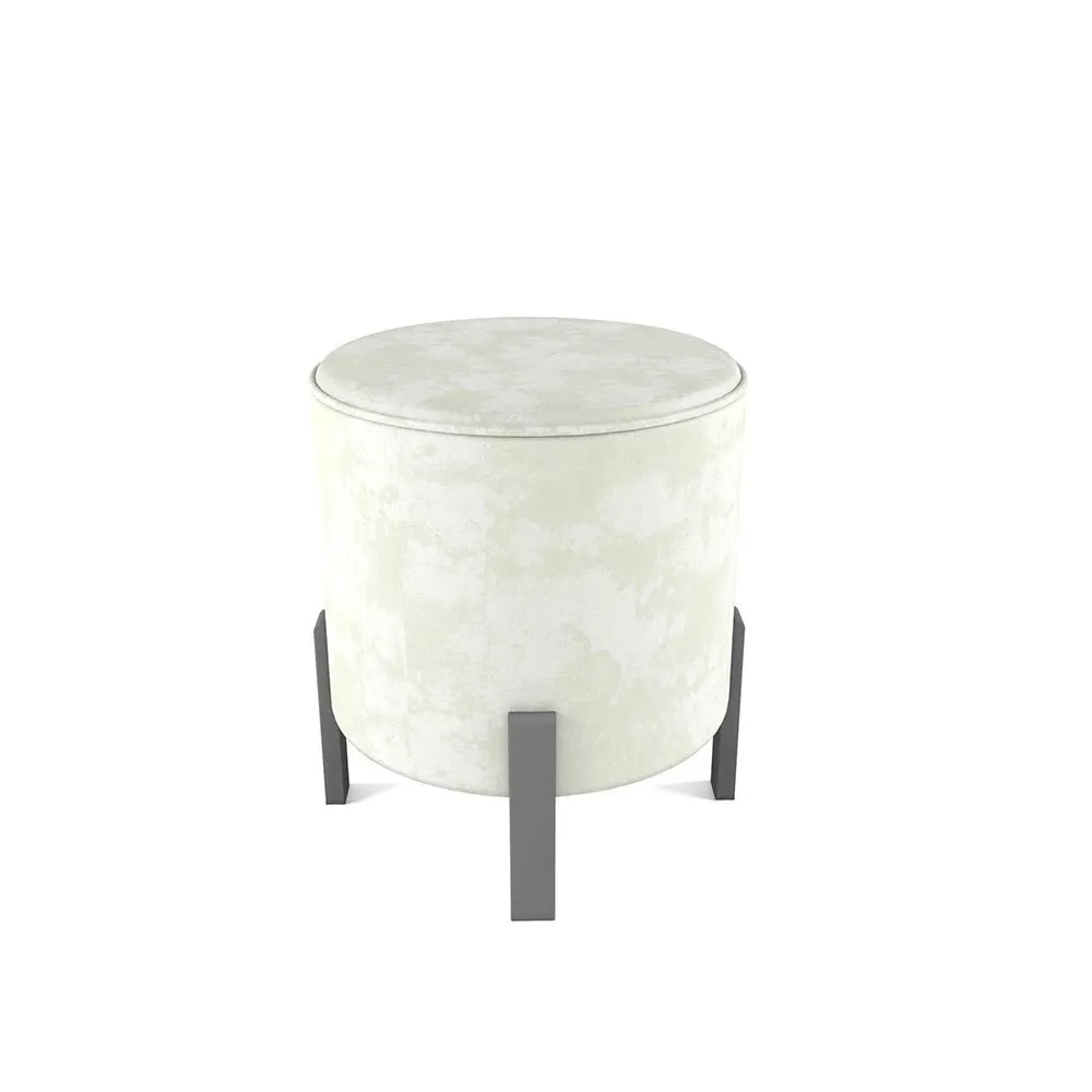 Пуф плюш белый, ножки серый