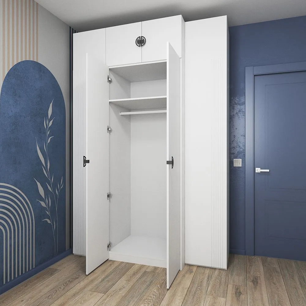 Шкафы высокие белые с антресолями 2