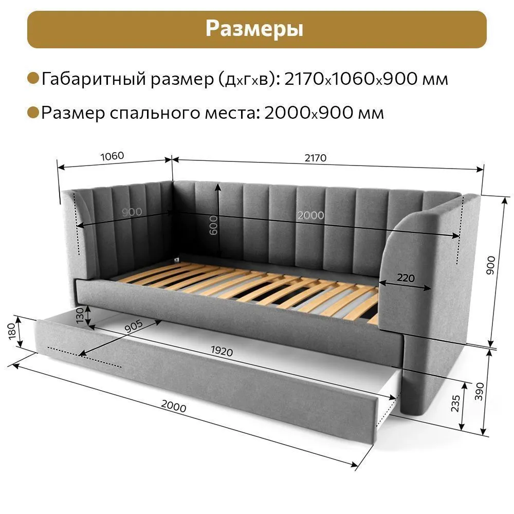 Кровать Мягкая «Мишель» серая 4