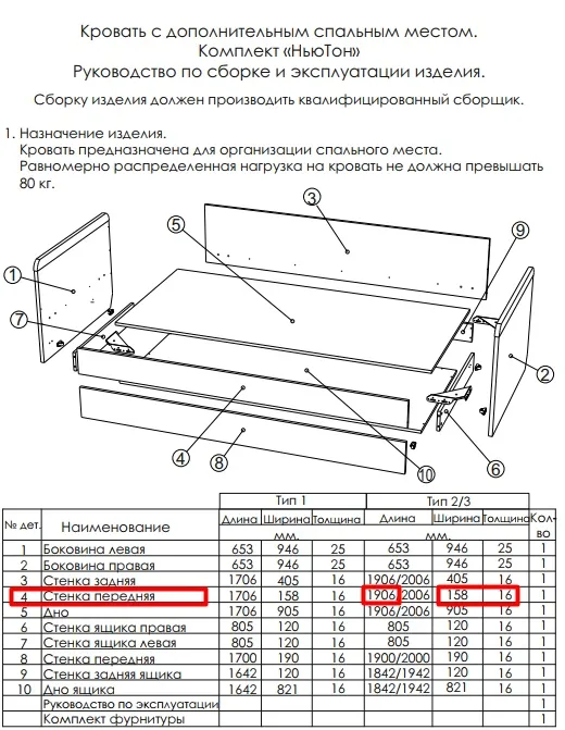 Деталь №4, кровать Нтю Тон Грэй