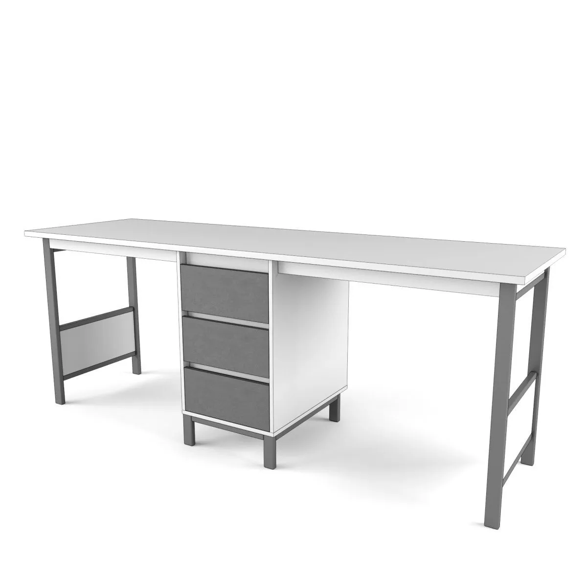 Стол на 2 рабочих места 2+2 Лайт Серый