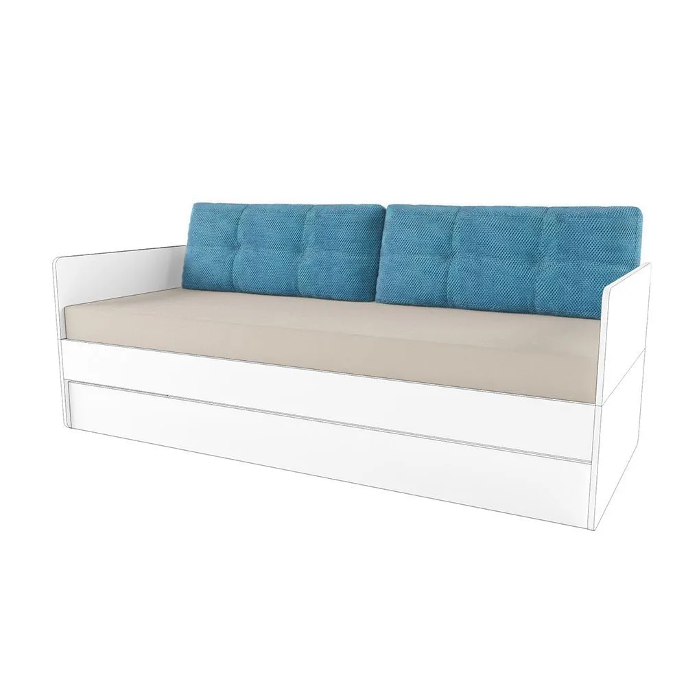 Наматрасник + подушки Микровелюр Бежевый + Citus Голубой