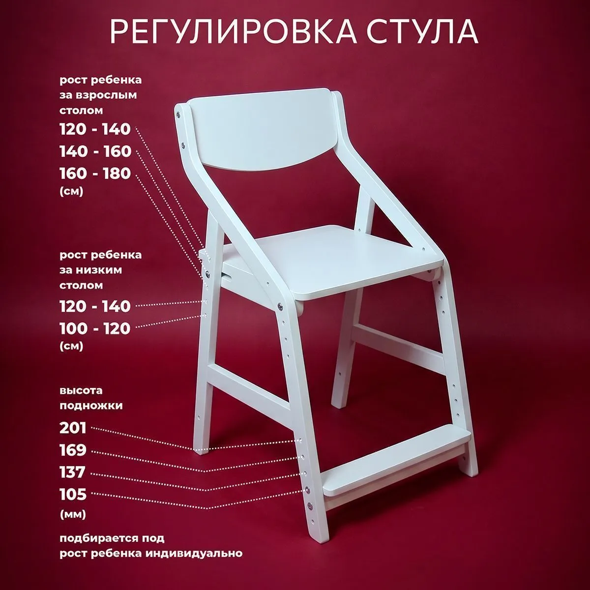 Стул растущий «Робин» белый 9
