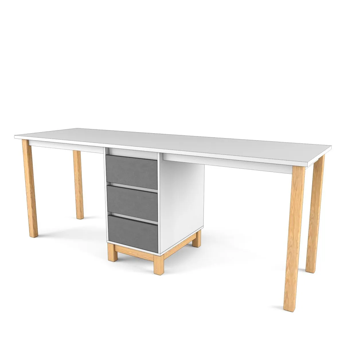 Стол на 2 рабочих места 2+2 Лайт Серый