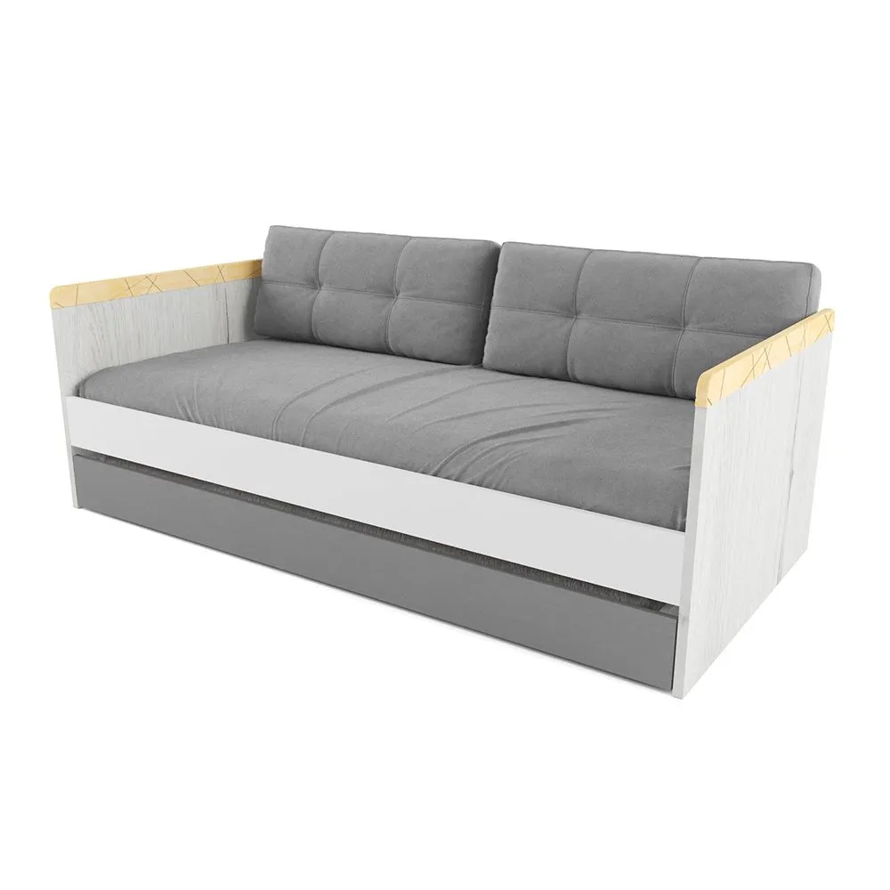 Кровать большая с текстилем «НьюТон Грэй»  Серый 1