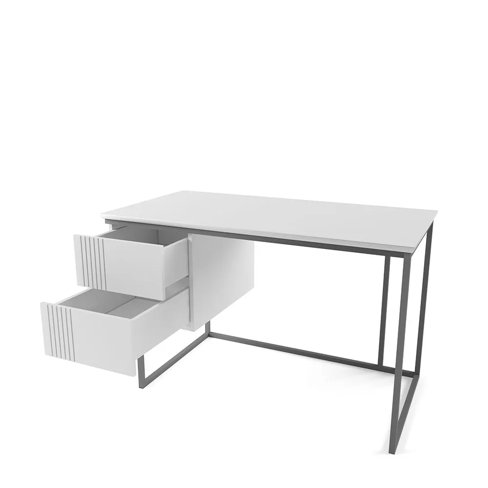 Стол с тумбой Мишель Белый Графит 2