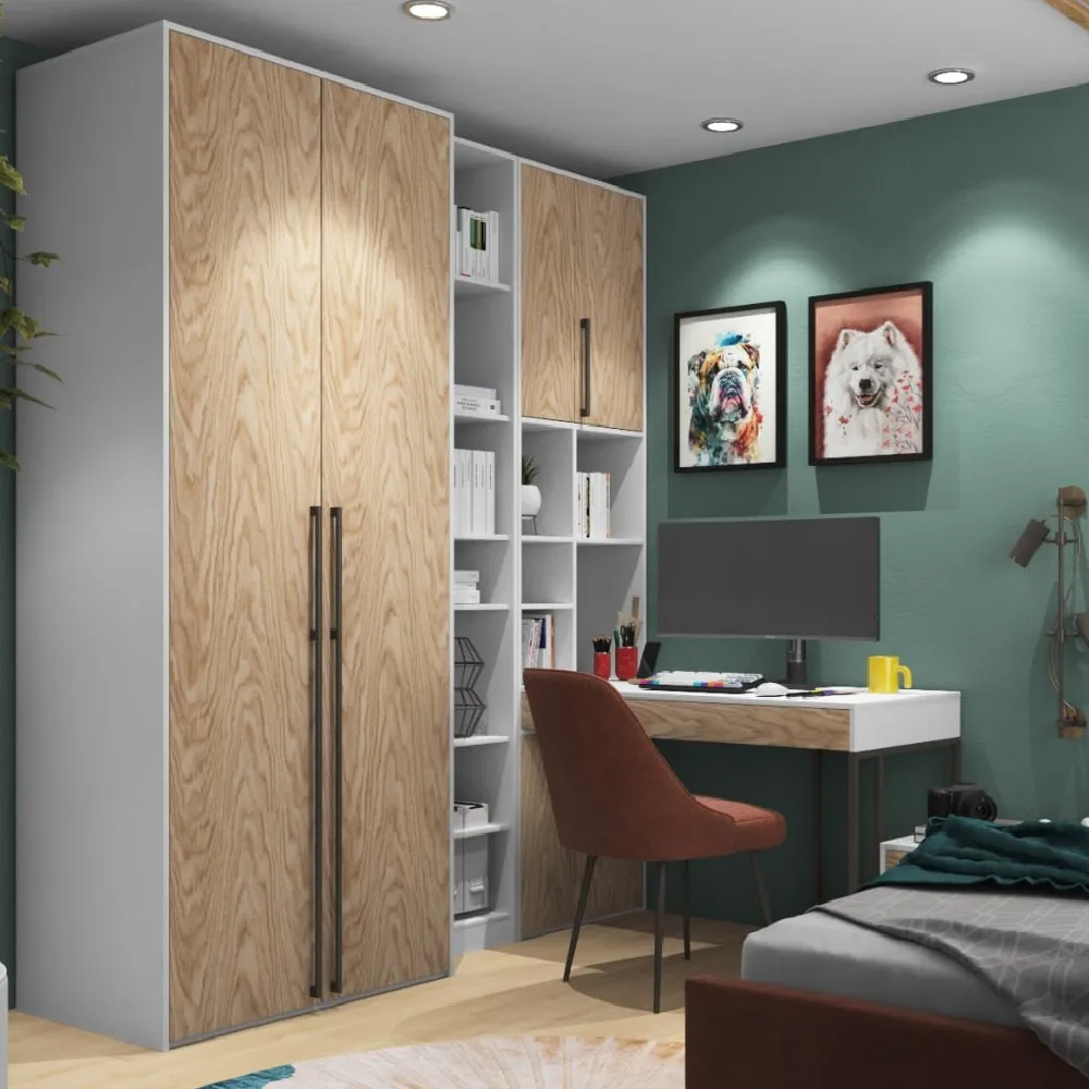 Рабочая зона «Тури Белый Графит» со шкафом