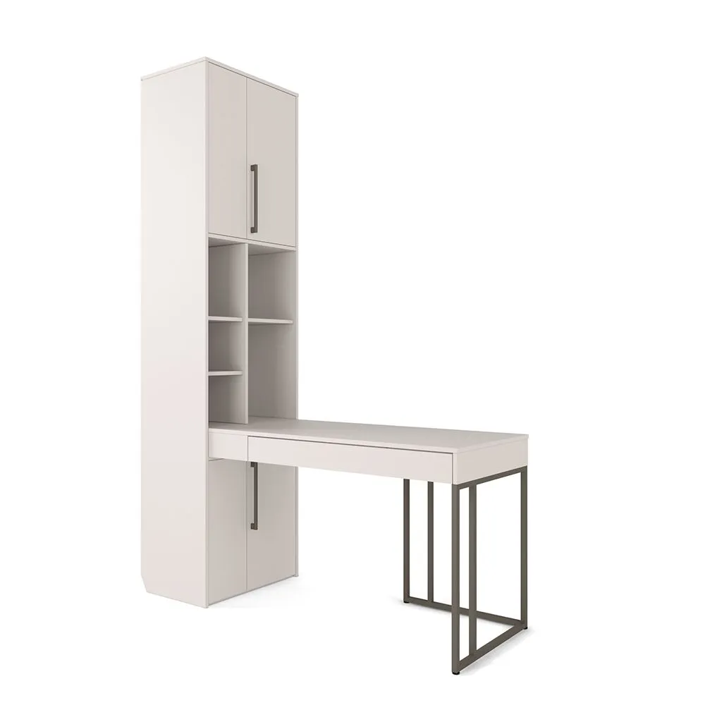 Стол со стеллажом угловой Тури Тефия Графит 1