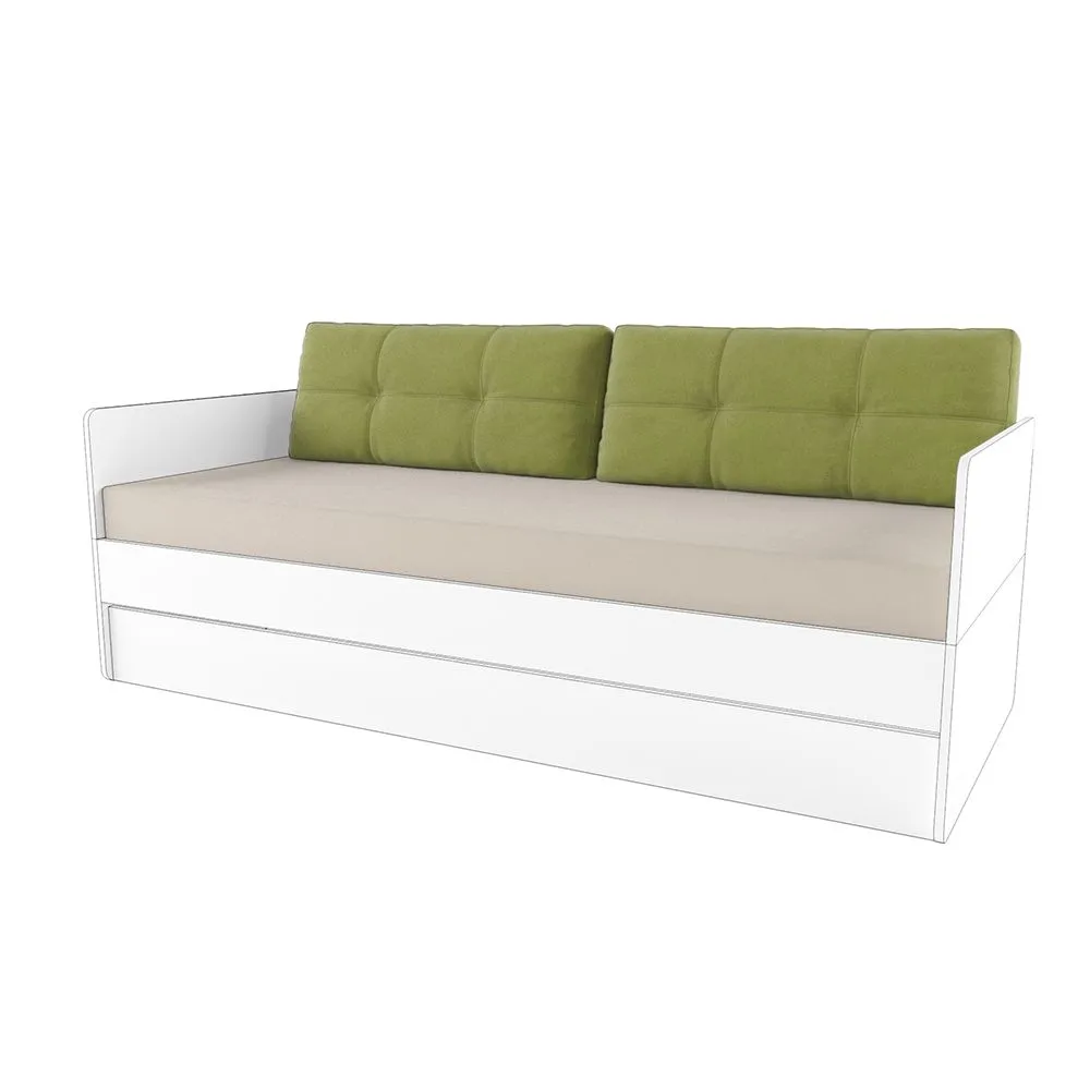 Наматрасник + подушки Микровелюр Бежевый + Олива