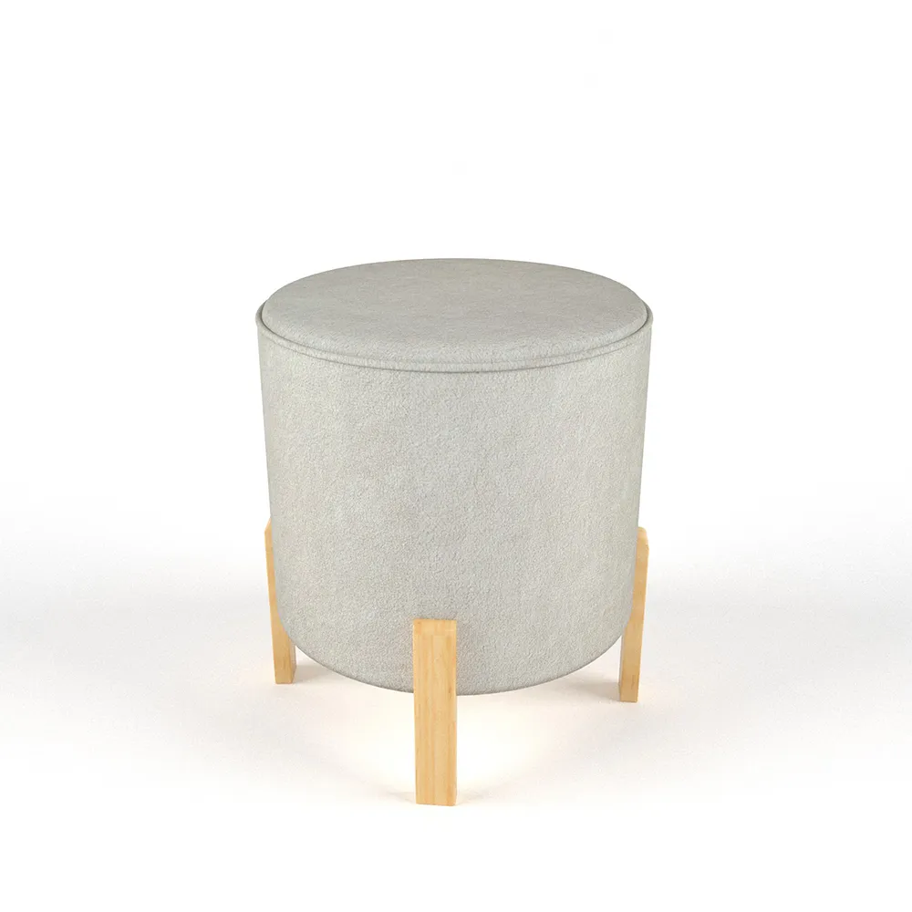 Пуф Микровелюр Беж, ножки береза