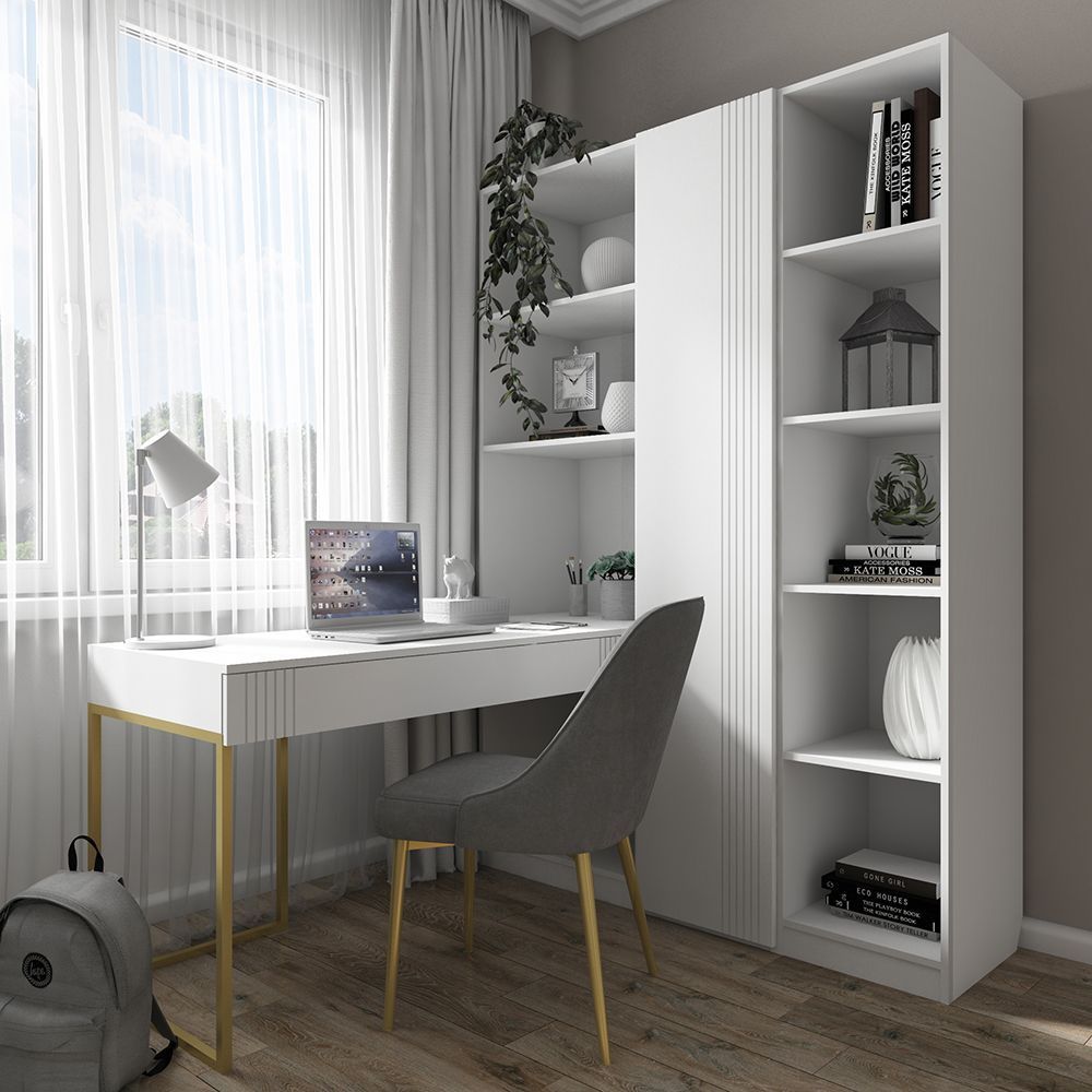 img-Стол со стеллажом Мишель Белый Золото 4