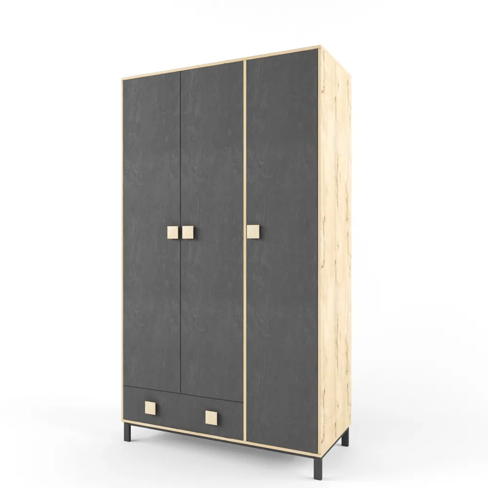 Шкаф 3-створчатый «2+2» серый